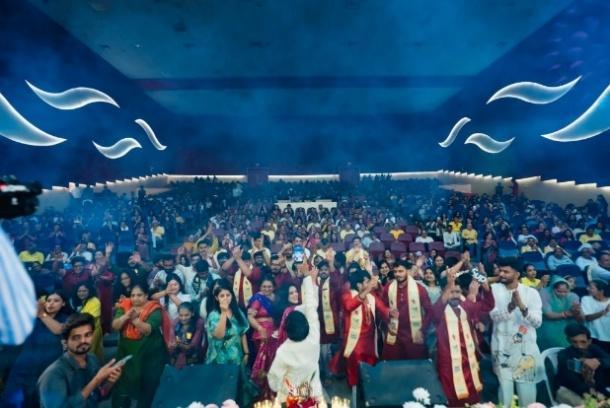 Musicians rendering devotional songs on Krishna's life