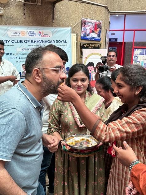 Rotarians celebrating Raksha Bandhan with special children at Ankur School