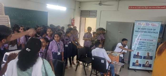 Eye camp registration banner at Dumad School