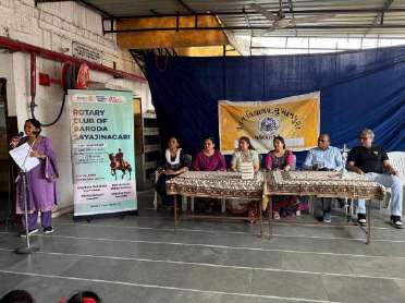 Dignitaries at Nutan Vidyalaya distribution assembly