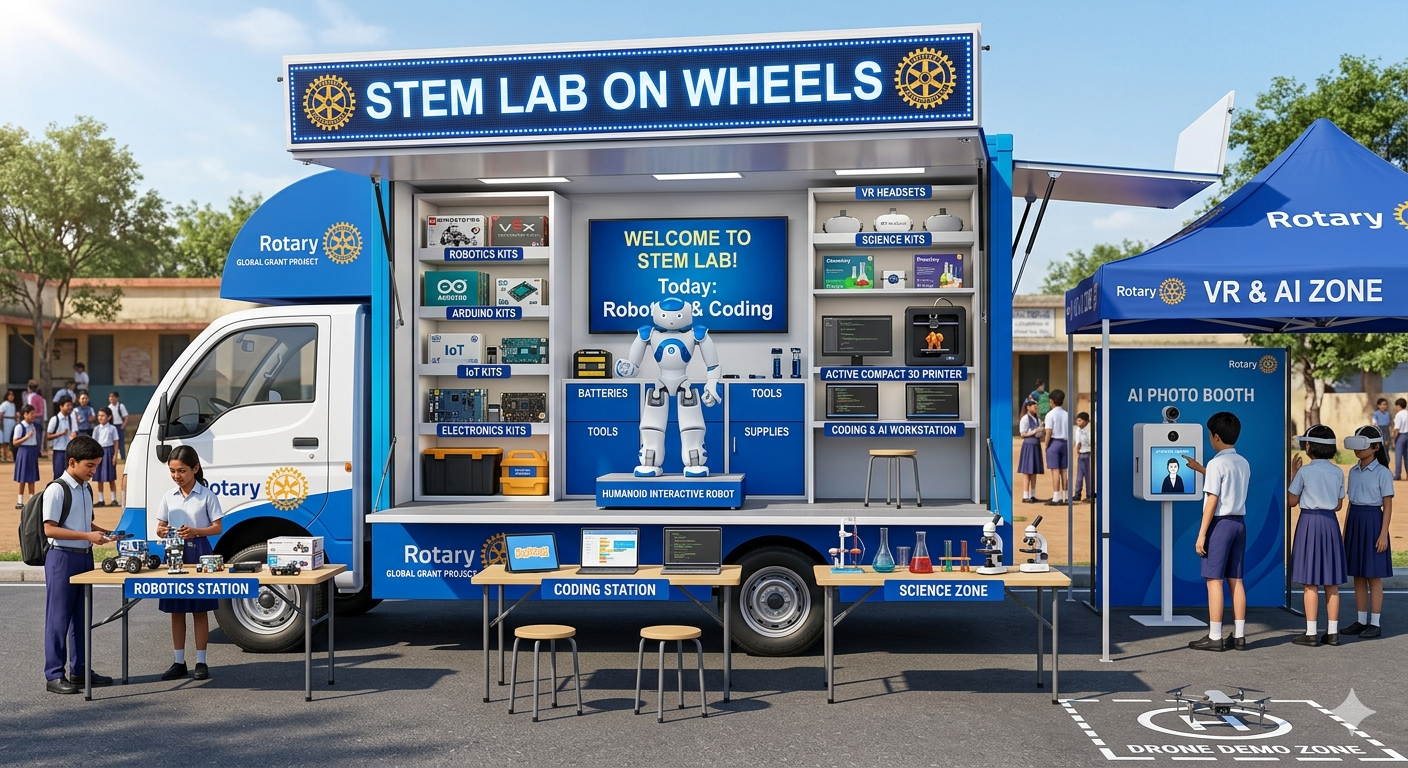 Rotary STEM Lab on Wheels custom vehicle 3D design and exterior layout