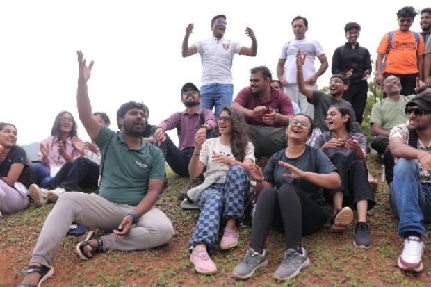 Participants celebrating fellowship on the trail