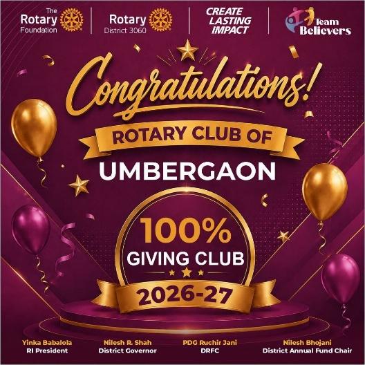 100% Giving Club - Rotary Club of Umbergaon
