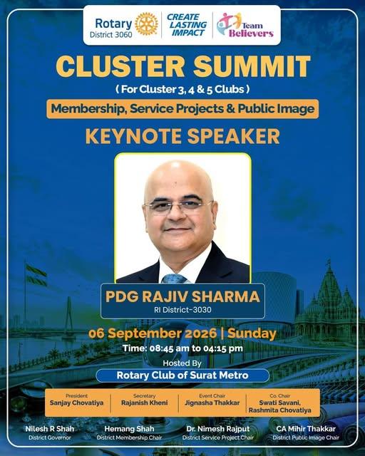 Keynote Speaker: Rtn. Rajiv Sharma - PDG RID 3030