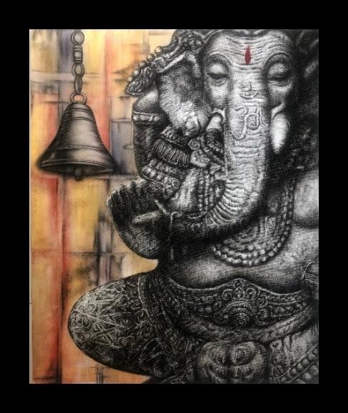 Title: Ganesha | Size: 3ft* 2ft | Medium: Mix Media