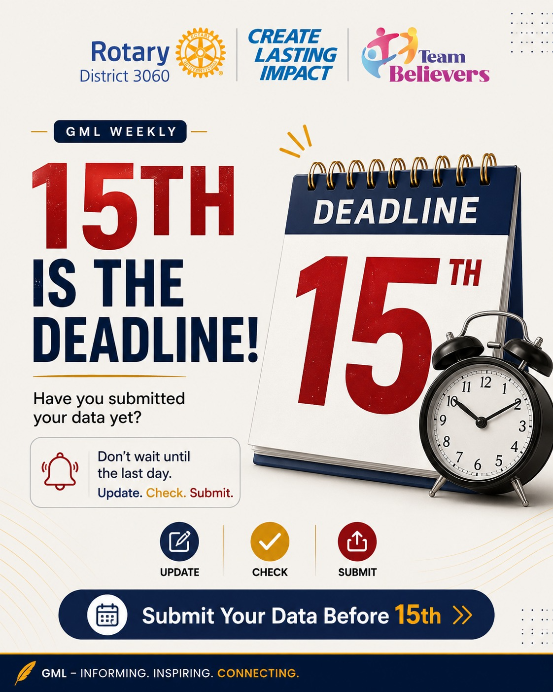 15th is the Deadline! Monthly Data Submission for GML Sneh Sindhu