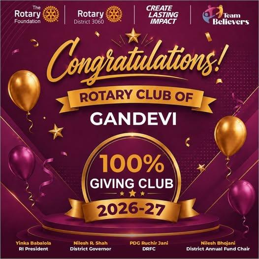 100% Giving Club - Rotary Club of Gandevi