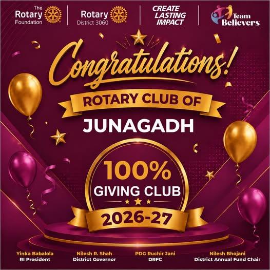 100% Giving Club - Rotary Club of Junagadh