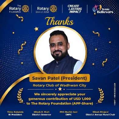 PP Ajay Shah - Rotary Club of Vapi Riverside