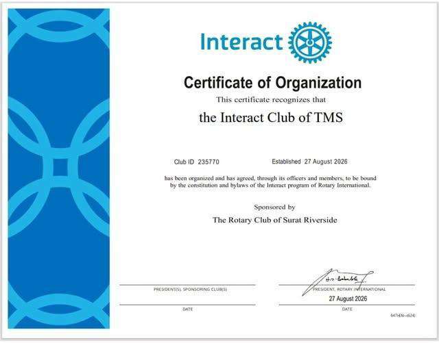 Interact Club of TMS Certificate of Organization