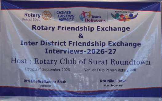 RFE Four-Way Test and banner at Surat RoundTown